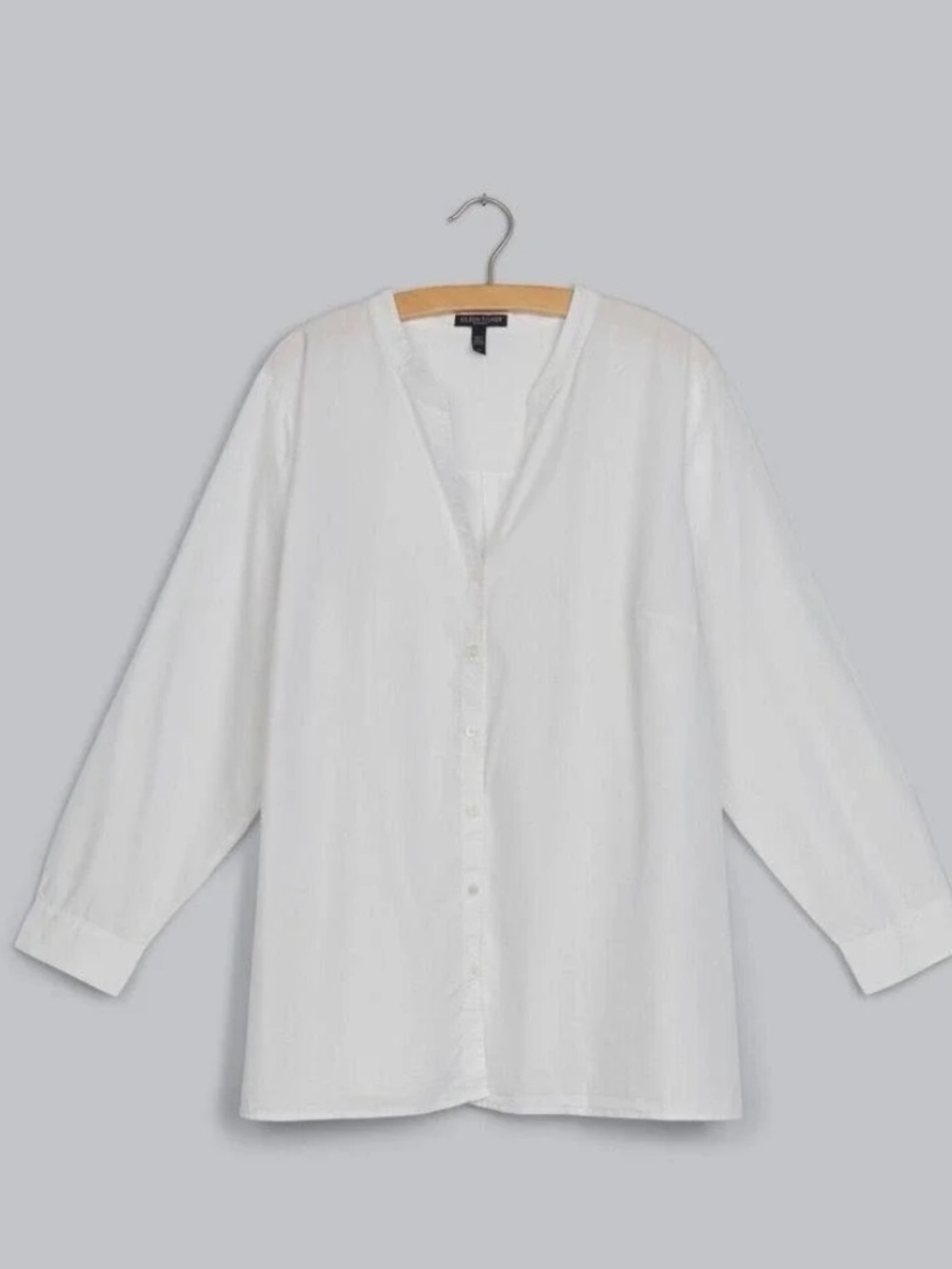 Eileen Fisher Drapey‎ Tencel Blend Shirt Top Blouse Button Front Capsule Size L